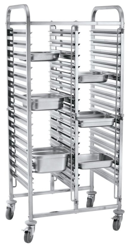 Dvojitý vozík pro přepravu kontejnerů 30×GN 1/1, HENDI, 798x610x(H)1710mm Dvojitý vozík pro přepravu kontejnerů 30×GN 1/1, HENDI, 798x610x(H)1710mm