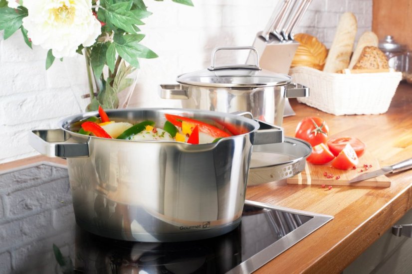 Sada nádobí G21 Gourmet Magic s cedníkem, 9 dílů, nerez