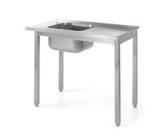 Nakládací stůl pro myčky nádobí s dřezem – přišroubovaný, HENDI, Kitchen Line, 1000x600x(H)850mm