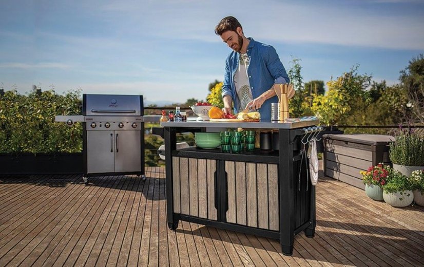 Grilovací stolek Keter UNITY XL 207 l Ashwood