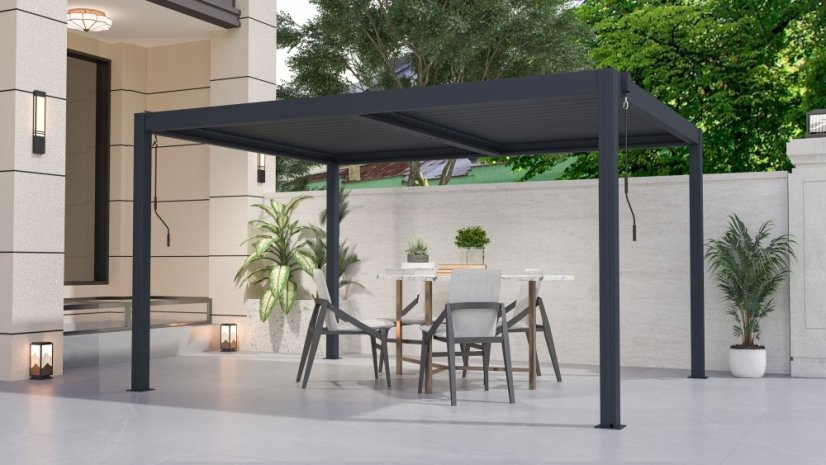 Bioklimatická pergola G21 Austin 4x3 m, antracitová hliníková