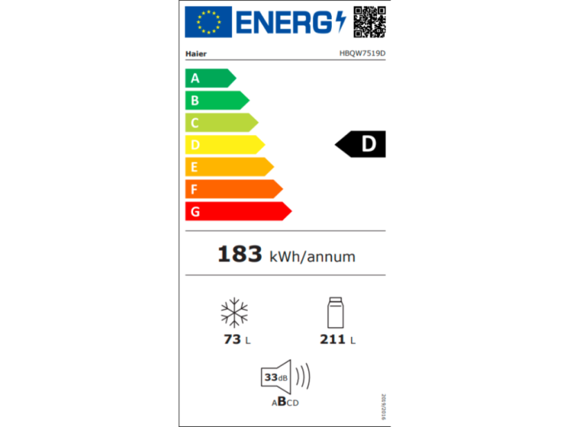 Vestavná chladnička Haier HBQW7519D
