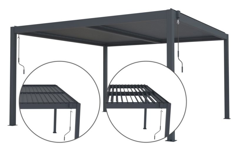Bioklimatická pergola G21 Austin 4x4 m, antracitová hliníková