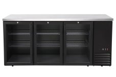 Chladicí barový pult, skleněné dveře, Arktic, 6 polic, 493L, Černá, 230V/185W, 1826x631x(H)865mm