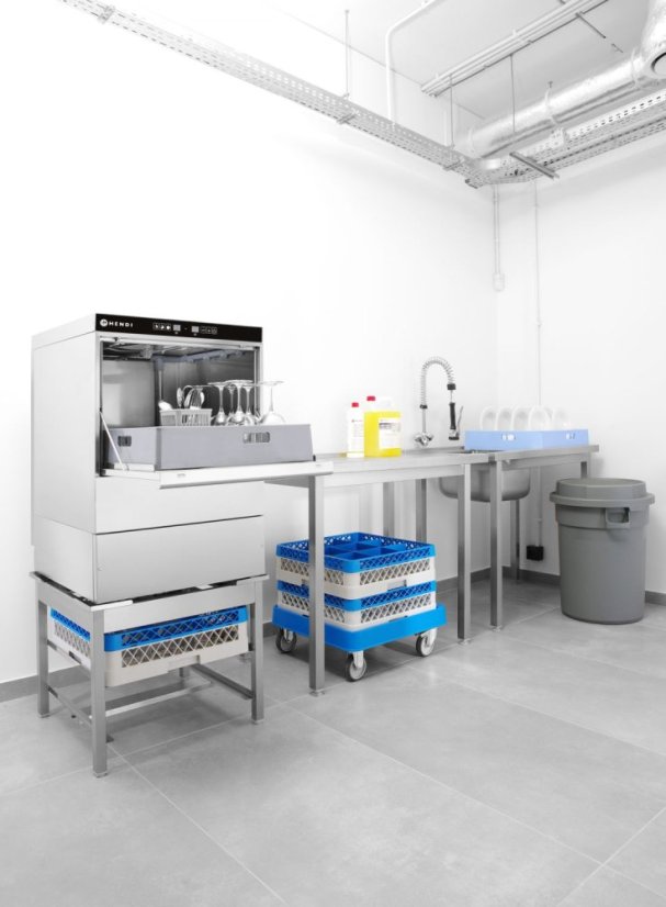 Myčka na nádobí 50x50 - elektronicky řízená, HENDI, 400V/6600W, 570x600x(H)830mm