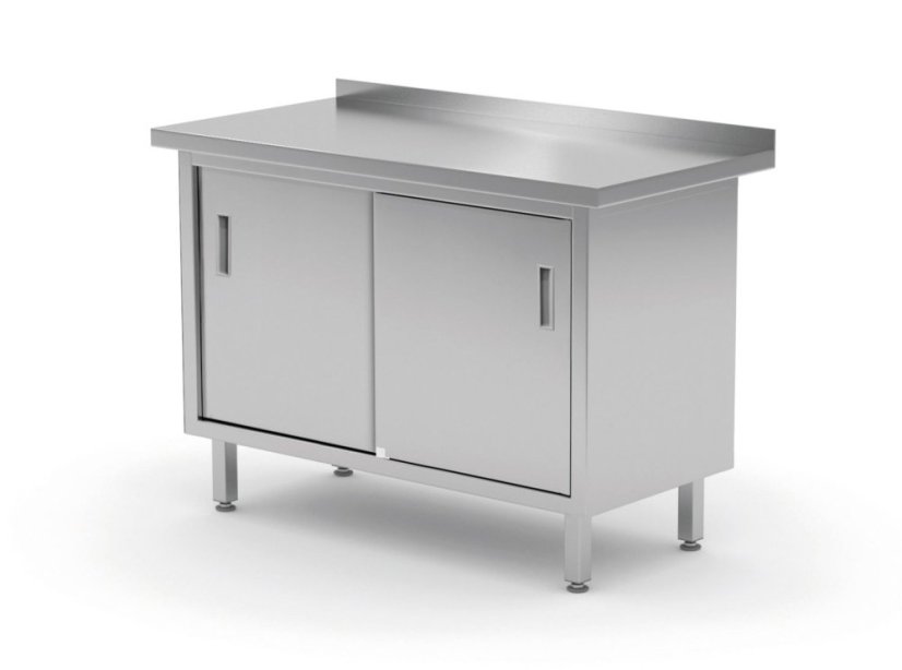 Pracovní stůl se skříňkou, posuvná dvířka – svařovaný, HENDI, Profi Line, 800x600x(H)850mm