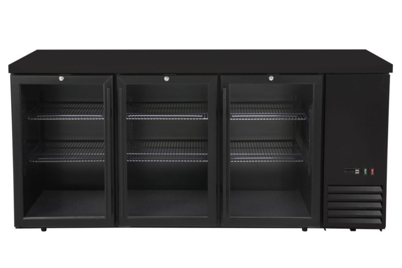 Chladicí barový pult, skleněné dveře, Arktic, 6 polic, 493L, Černá, 230V/185W, 1826x631x(H)865mm