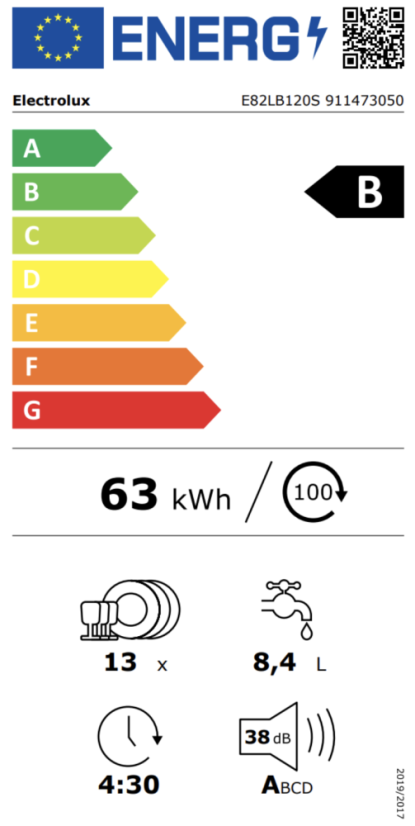 Vestavná myčka nádobí Electrolux E82LB120S
